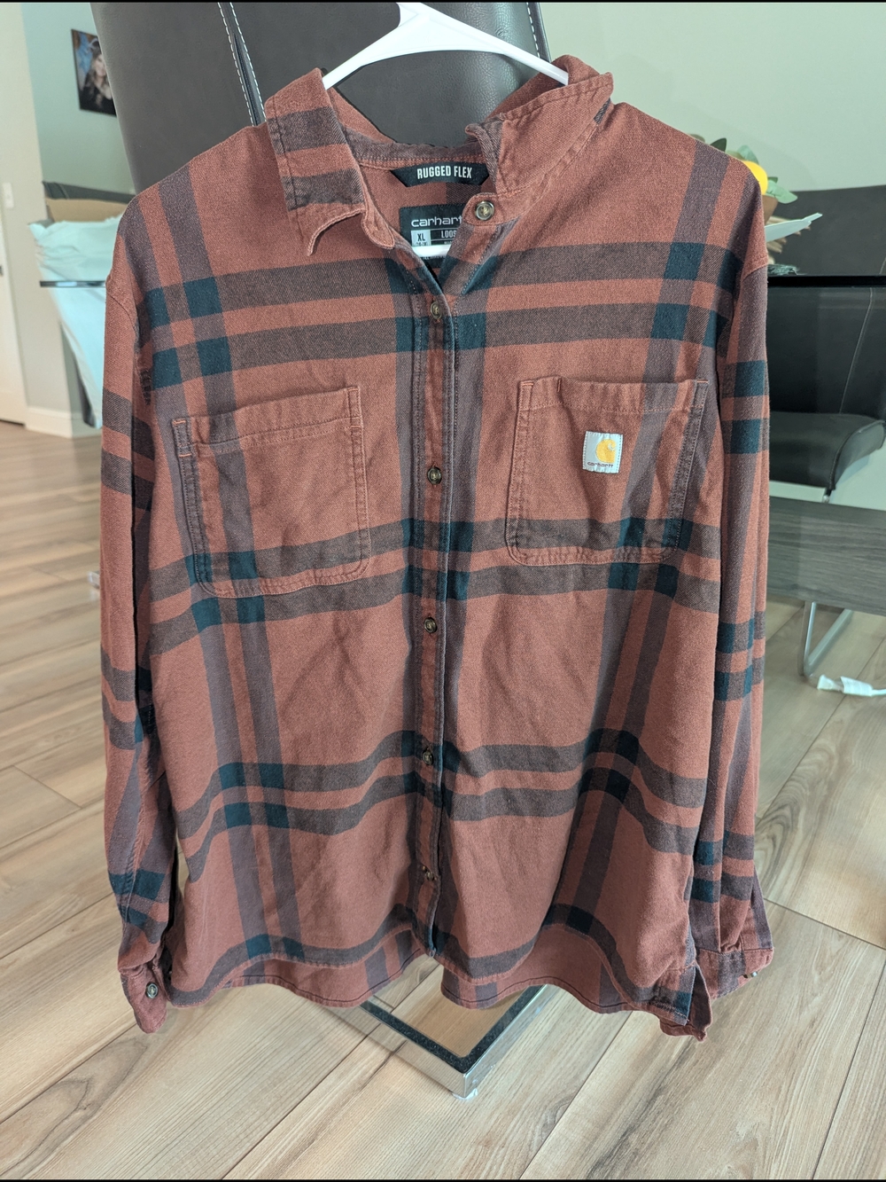 Carhartt Rugged Flex Rust Plaid Button-Up Shirt